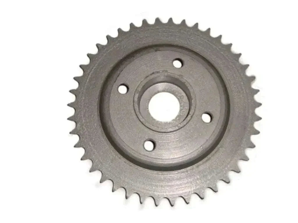 Vintage rear sprocket with 42 teeth and four bolt holes, gray metal