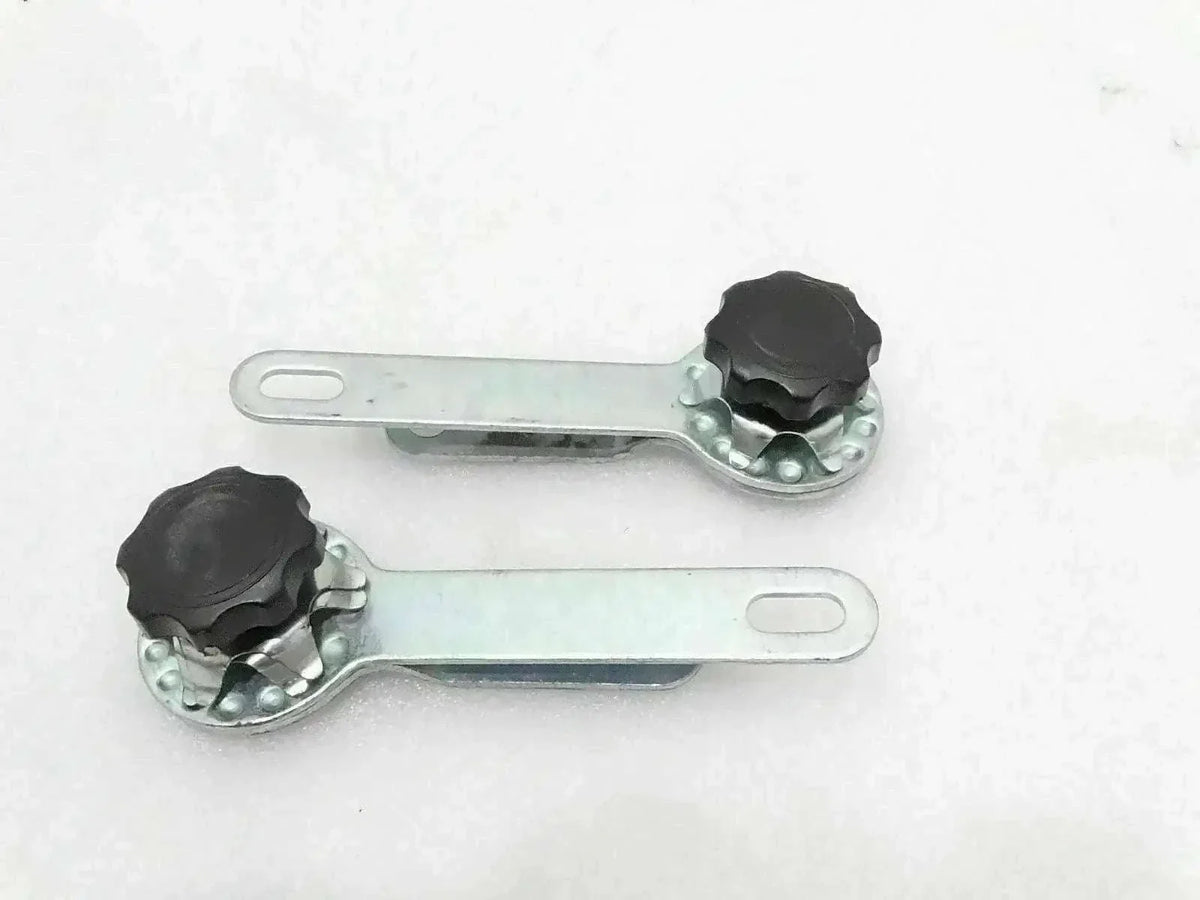 Willys Jeep windshield frame adjusting arm assembly with metal arms and locking knobs