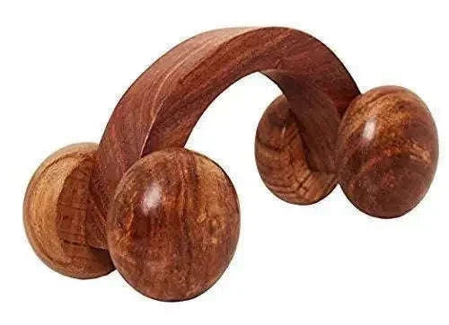 Handheld wooden acupressure roller massager for calf relief